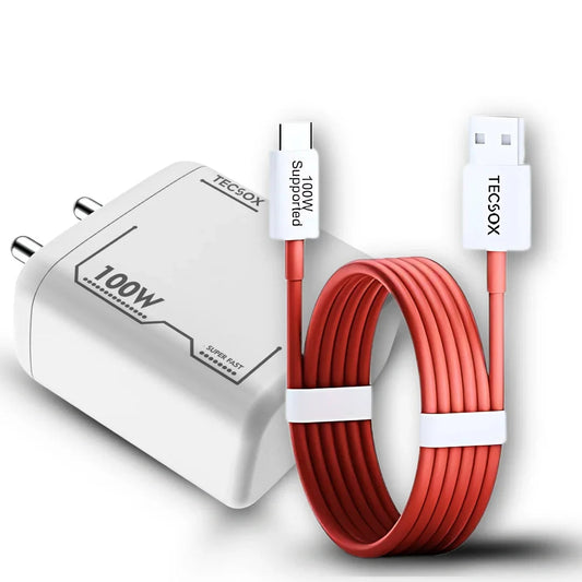 100W Charger + Cable | Fast Charging and Data Transfer - TecSox