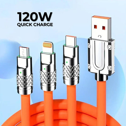 Tecsox 3 in 1 120W Fast Charging Cable | For iOS & Android - TecSox