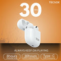 Buy Shoptzy TecPod Max White Bluetooth Earbuds | Powerful Deep Bass | 30-Hour Playback 6