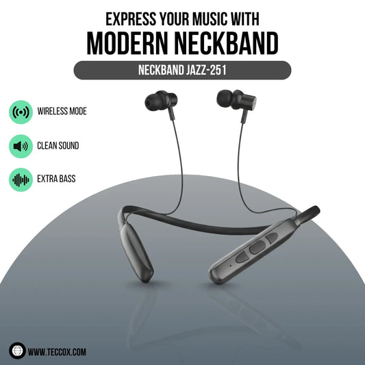 Shoptzy Jazz 251 Neckband Earphones | 30 Hours Powerful Battery