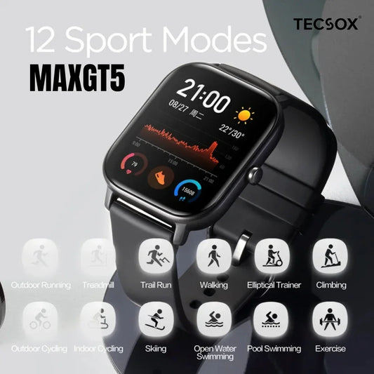 Shoptzy MaxGT5 Smart Watch | 1.75" IPS Screen | 12 Sports Tracking Modes