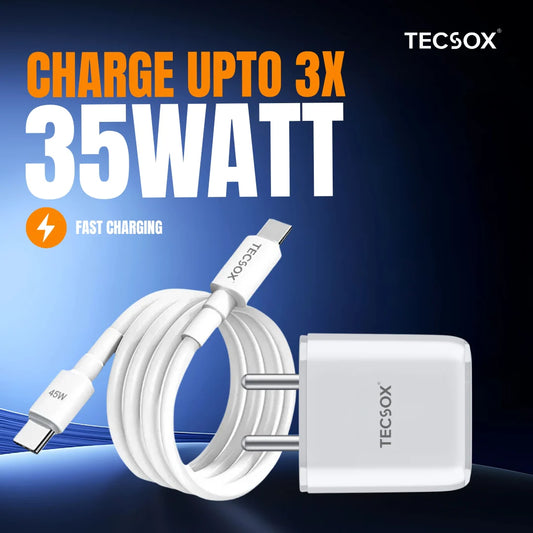 Shoptzy GaN Type-C Charger Combo | 35W Fast Charging Adapter + Type-C to C Cable