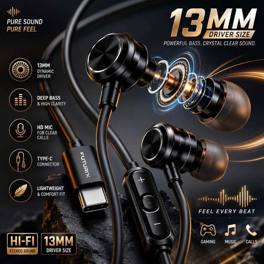 Type C Earphones | Deep Bass & Balanced Sound