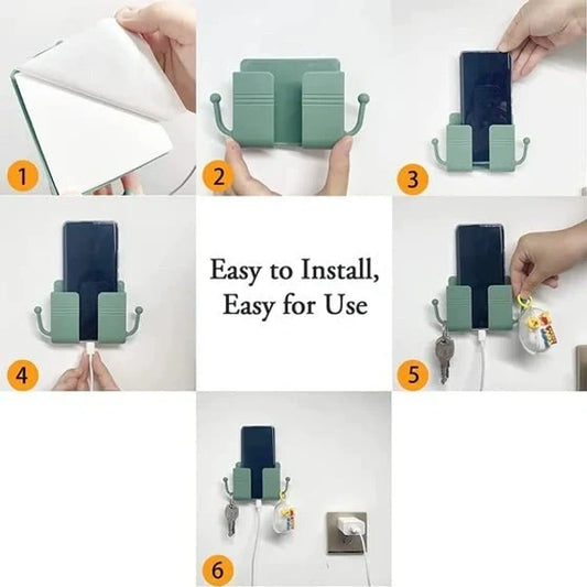 Shoptzy Wall-Mounted Phone Holder with Remote Storage Case